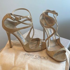 Jimmy Choo Nude Strappy Lance Sandals Size 37